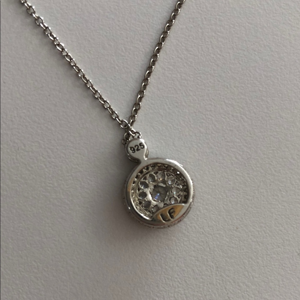 NWOT Romantic Sterling Silver Necklace with Round Stones Sterling Silver Pendant - Picture 6 of 7